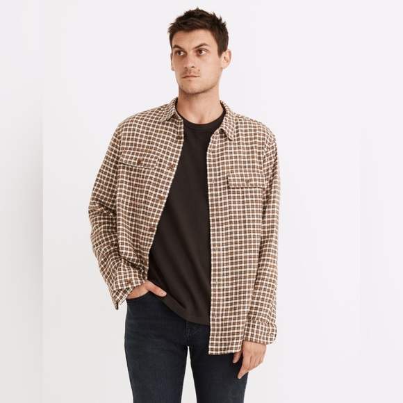Madewell Slub Flannel Perfect Long-Sleeve Shirt in Plaid - Size S - Picture 1 of 5